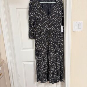 Sonoma Black and Cream Long Sleeve Dress